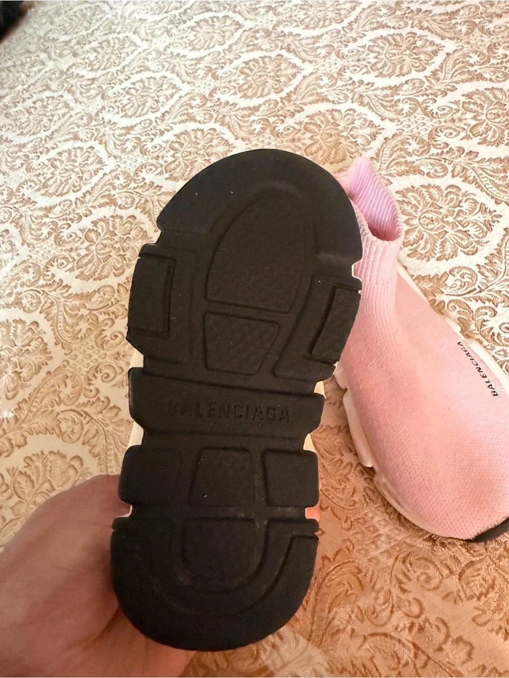 Balenciaga Pink Knit Sock Sneakers with White Sole